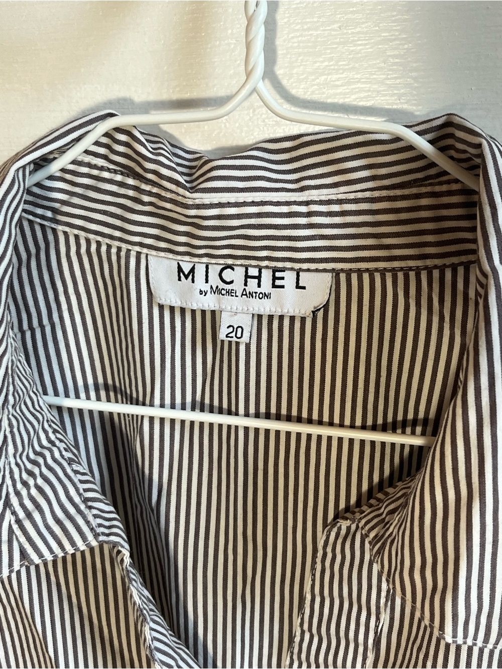 Michel Brown and White Striped Button-Down Shirt - Picture 3 of 5